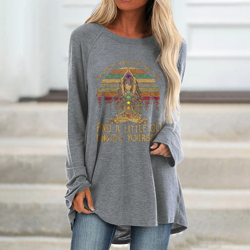 I'm Mostly Peace, Love And Light And A Little Go Fxxk Yourself Printed Women's T-shirt