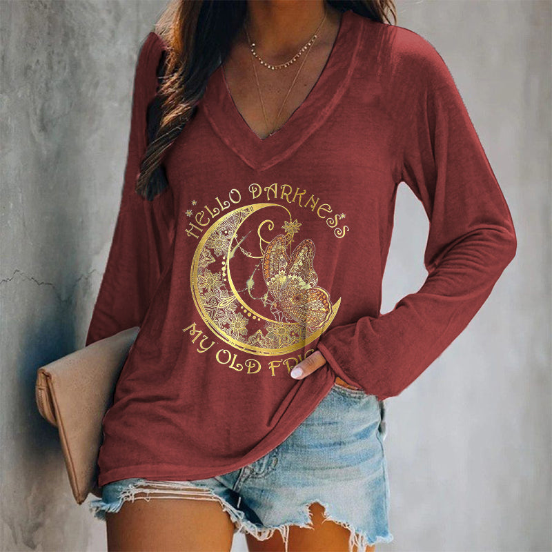 Hello Darkness My Old Friend Printed Women's T-shirt