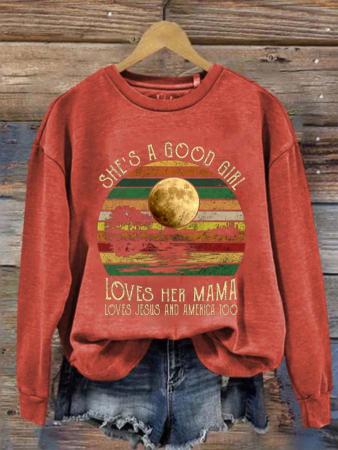 She's A Good Girl Loves Her Mama Print Women's Loose T-shirt
