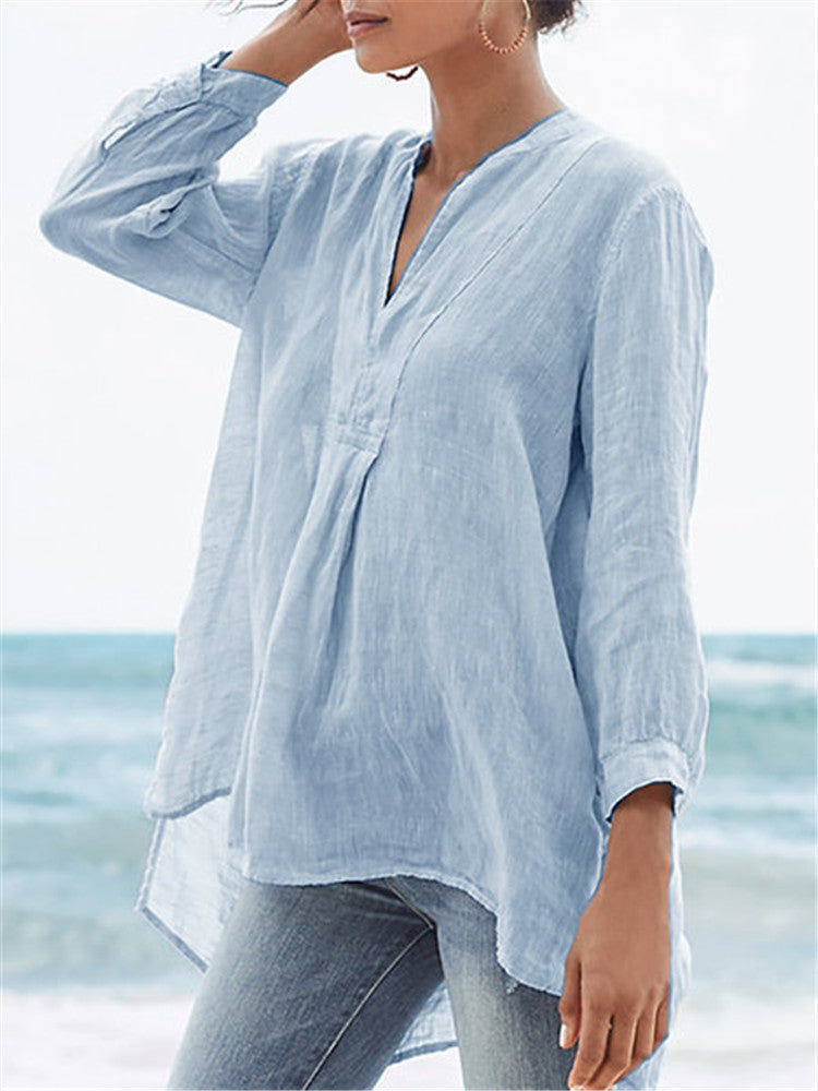 Solid Colour Casual Fashion Linen Shirt