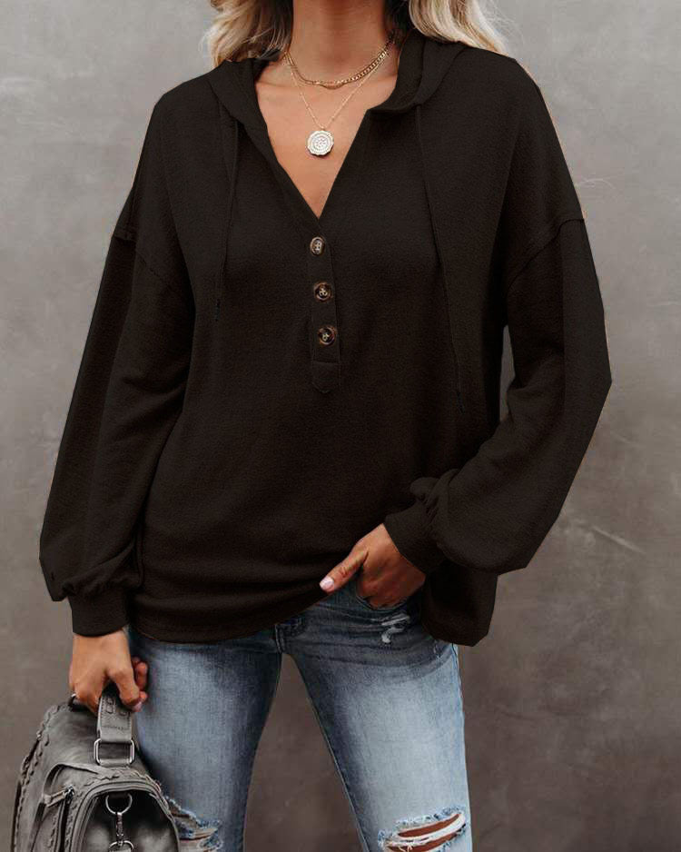Hoodie Casual Loose Solid Color Sweatshirt