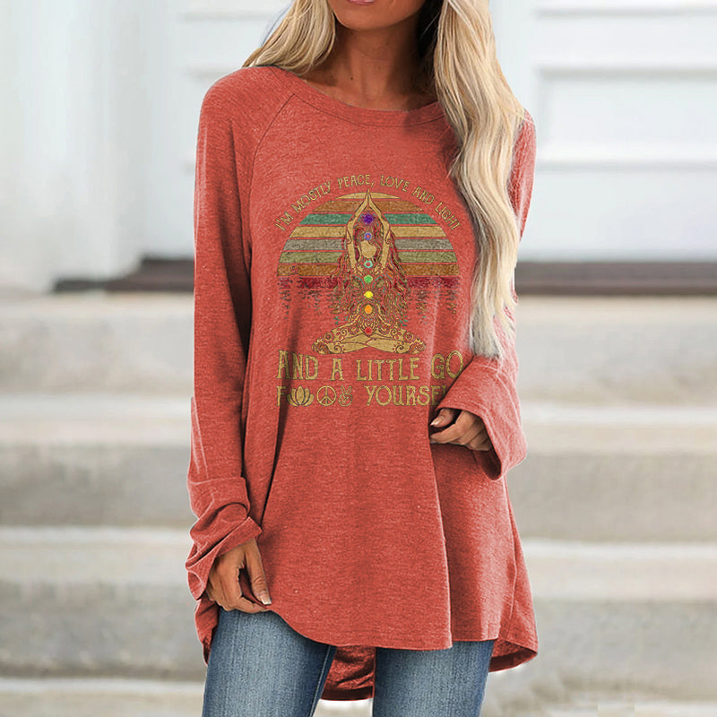I'm Mostly Peace, Love And Light And A Little Go Fxxk Yourself Printed Women's T-shirt