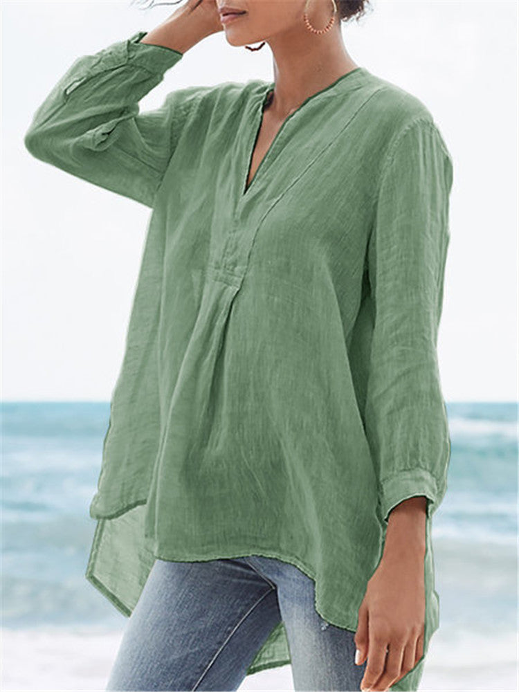 Solid Colour Casual Fashion Linen Shirt