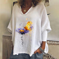 Let It Be Printed Flower Long Sleeves T-shirt