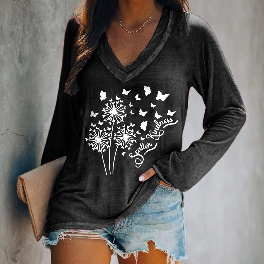 Scatter Kindness Printed Casual Women's T-shirt