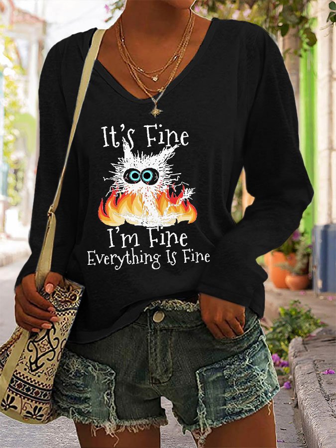 It's Fine I'm Fine Everything Is Fine Printed Women's T-shirt
