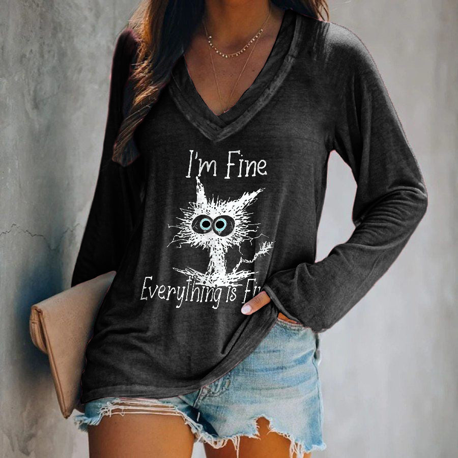 I'm Fine Everything Is Fine Printed Women's T-shirt