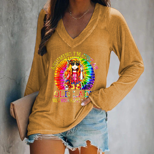 Assuming I'm Just An Old Lady Was You First Mistake Printed T-shirt