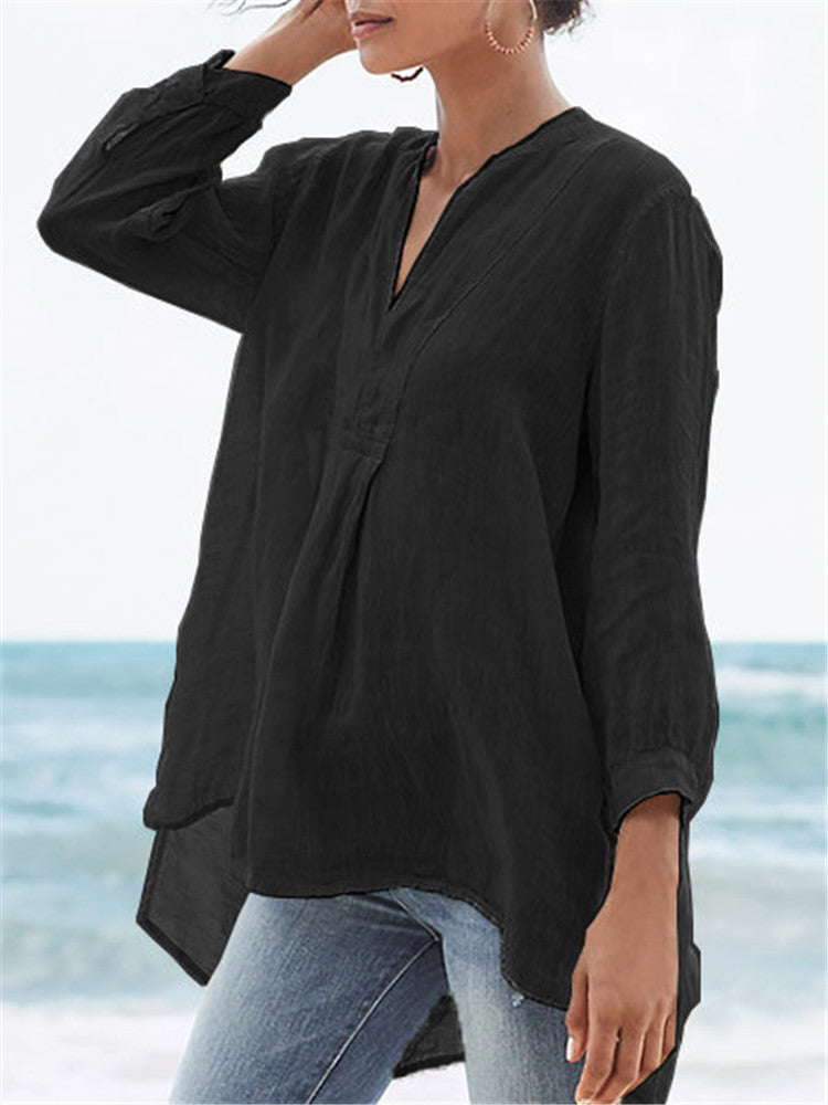 Solid Colour Casual Fashion Linen Shirt