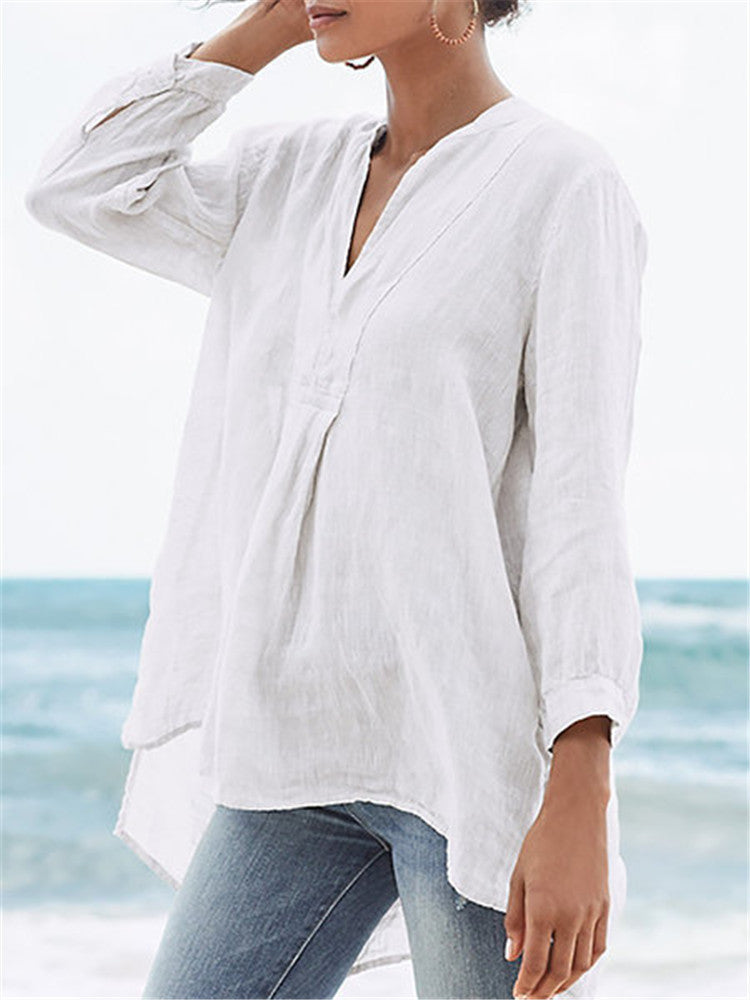 Solid Colour Casual Fashion Linen Shirt