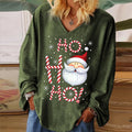 Santa Claus Print Women's V-neck T-shirt