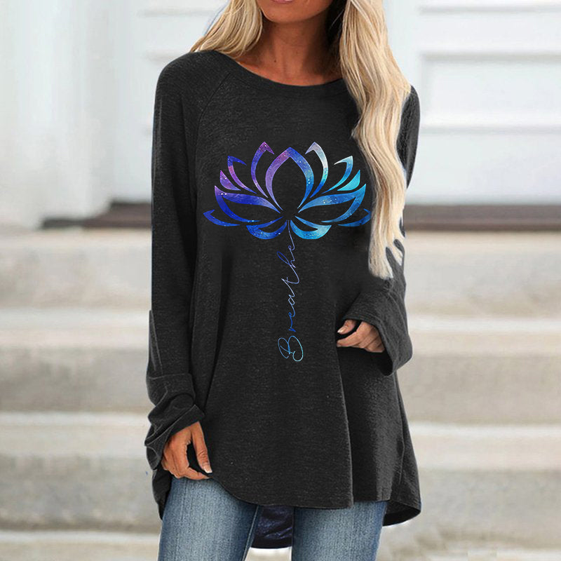 Breathe Lotus Printed Women's T-shirt