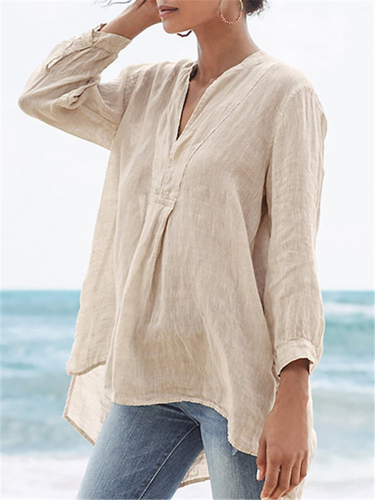 Solid Colour Casual Fashion Linen Shirt