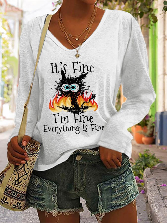 It's Fine I'm Fine Everything Is Fine Printed Women's T-shirt